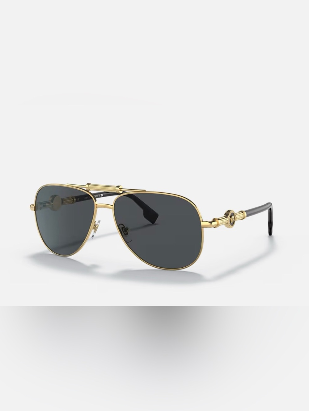 Versace Gold Frame Black Lens Aviator Sunglasses